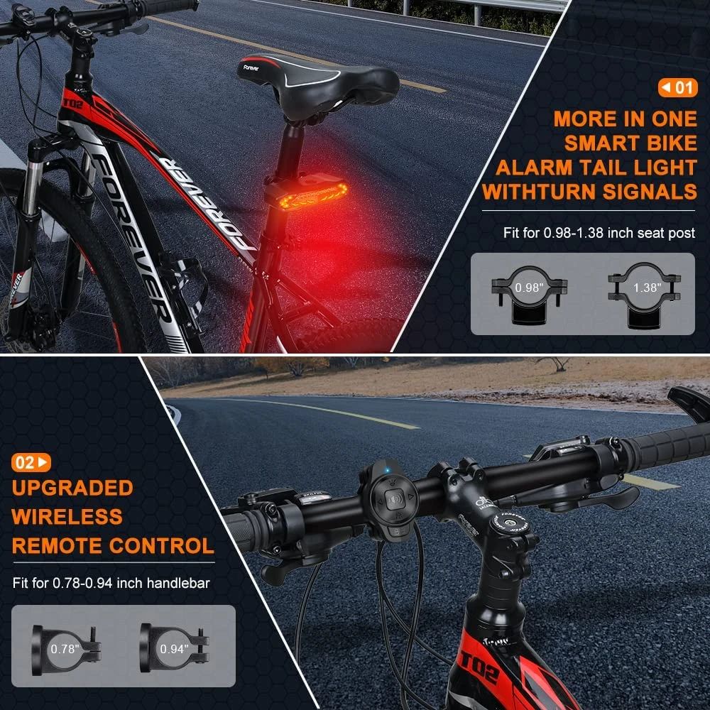 Bike Anti Theft Alarm with Remote Rear Light Vibration Sensor Security  System