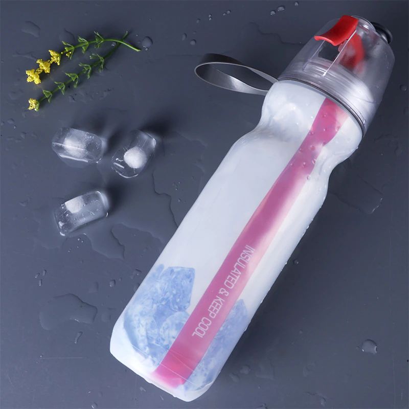 Sports Water Bottle with Spray Mist for Outdoor Hydration, 1L